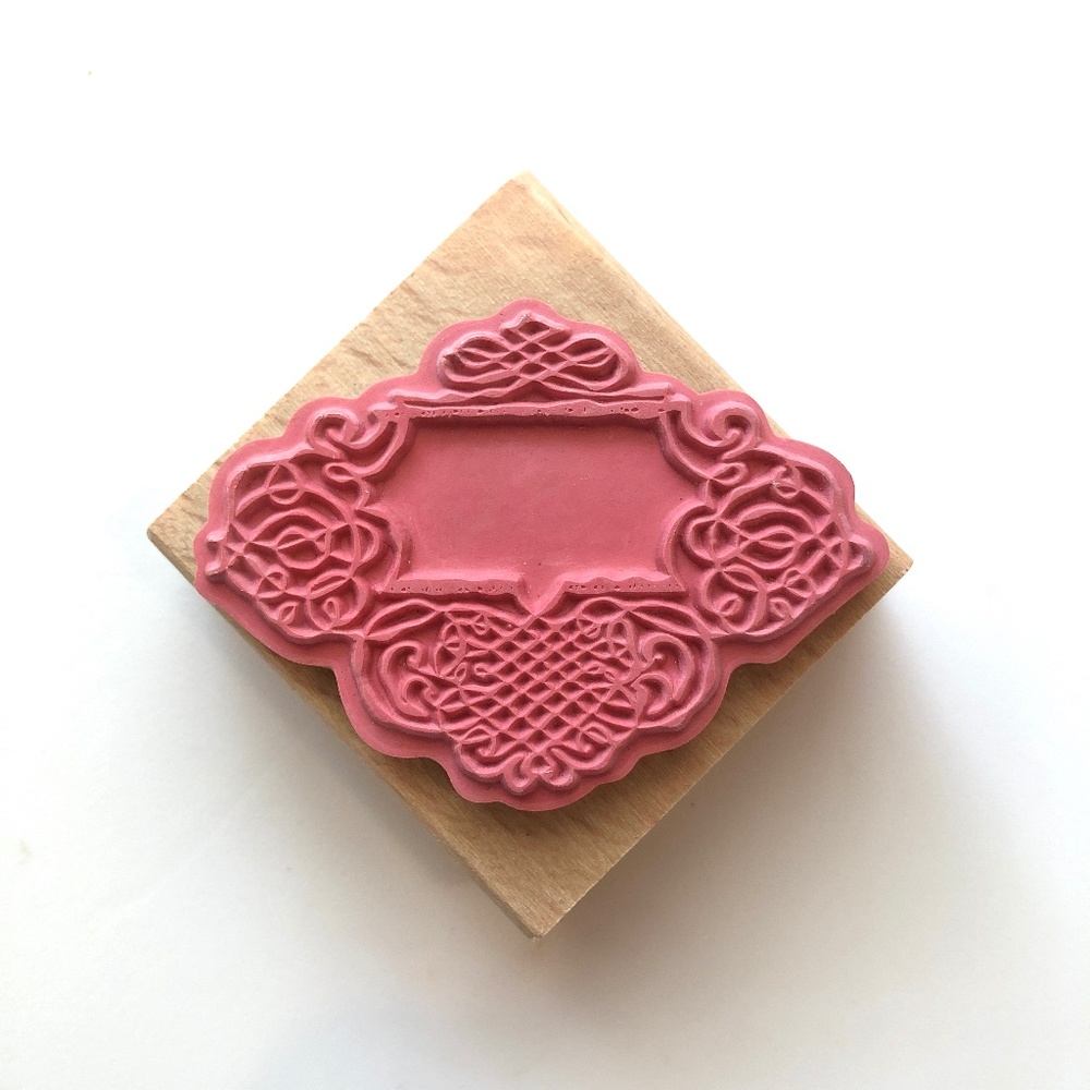 STUDIO G Fancy Filigree Frame Rubber Stamp Wood Mount by Kolette Hall RARE, NEW!